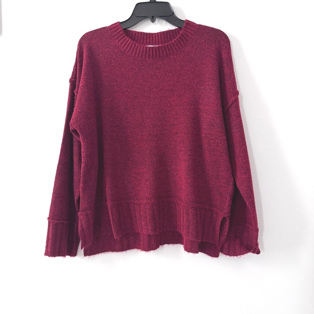 Westbound Women Medium Sweater Crewneck Pullover Burgundy Marled Relaxed Fit